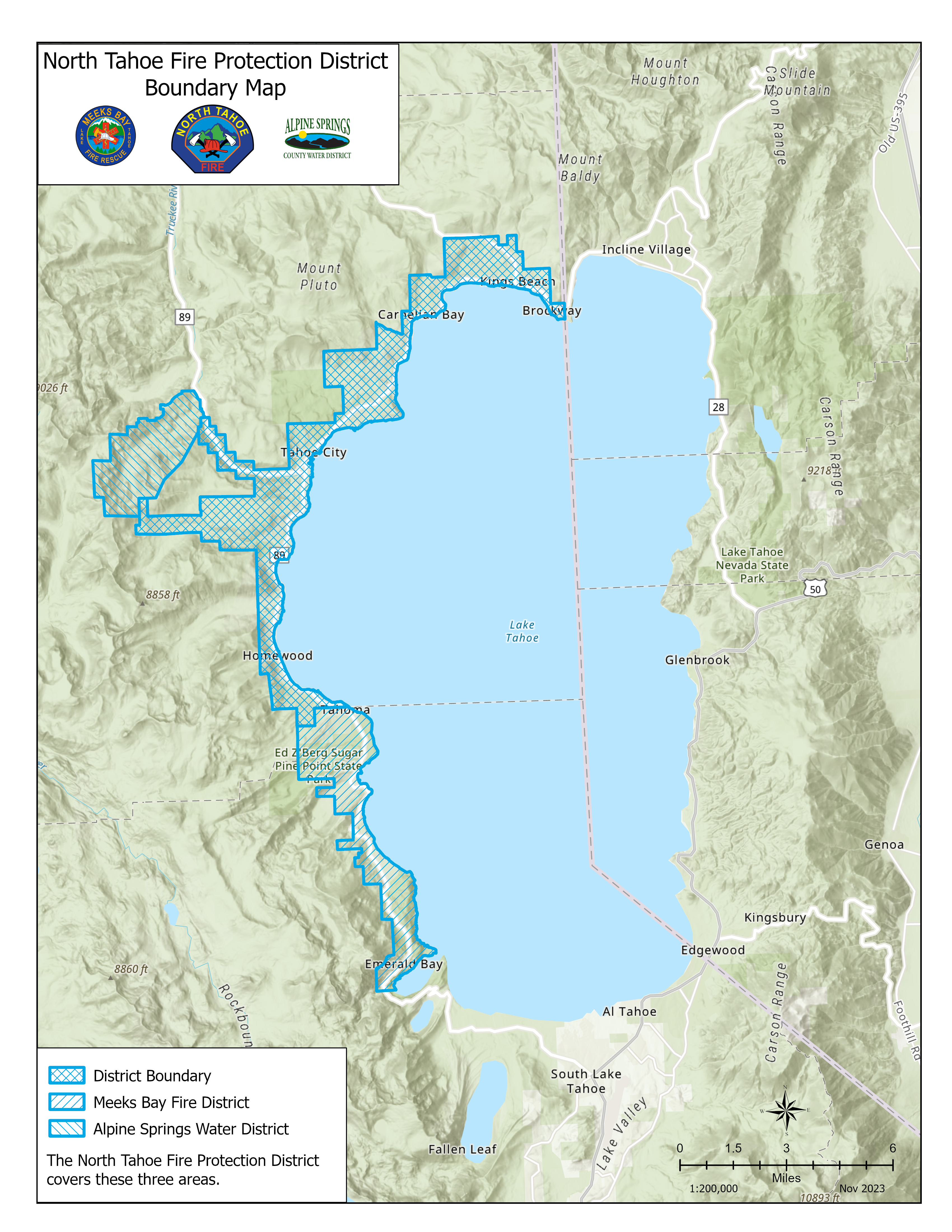 North Tahoe Fire Boundary Map